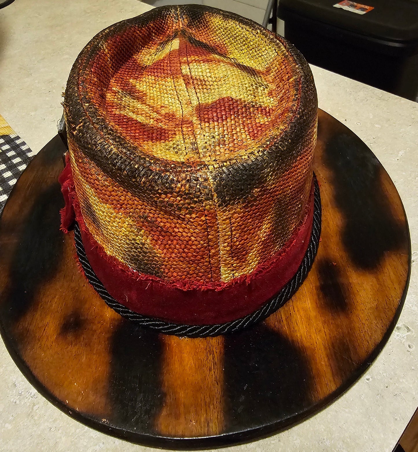 CIGAR Short Brim Fedora, Vintage Look Wooden Brim Hat