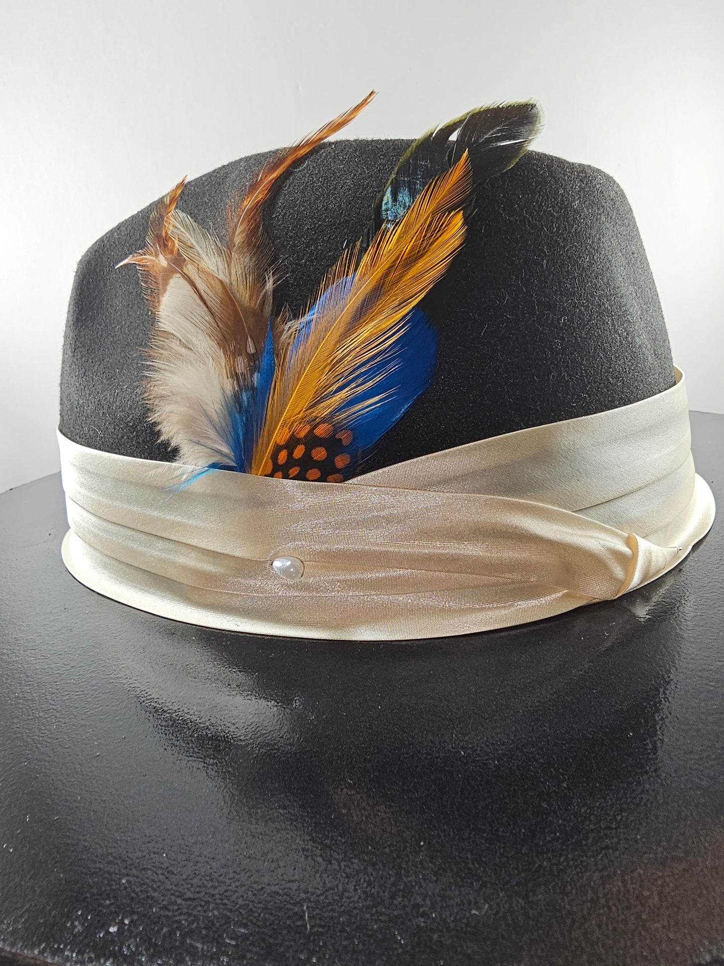 Classic Wool Feather Brim Fedora Hat | Vegan Felt Wide Brim