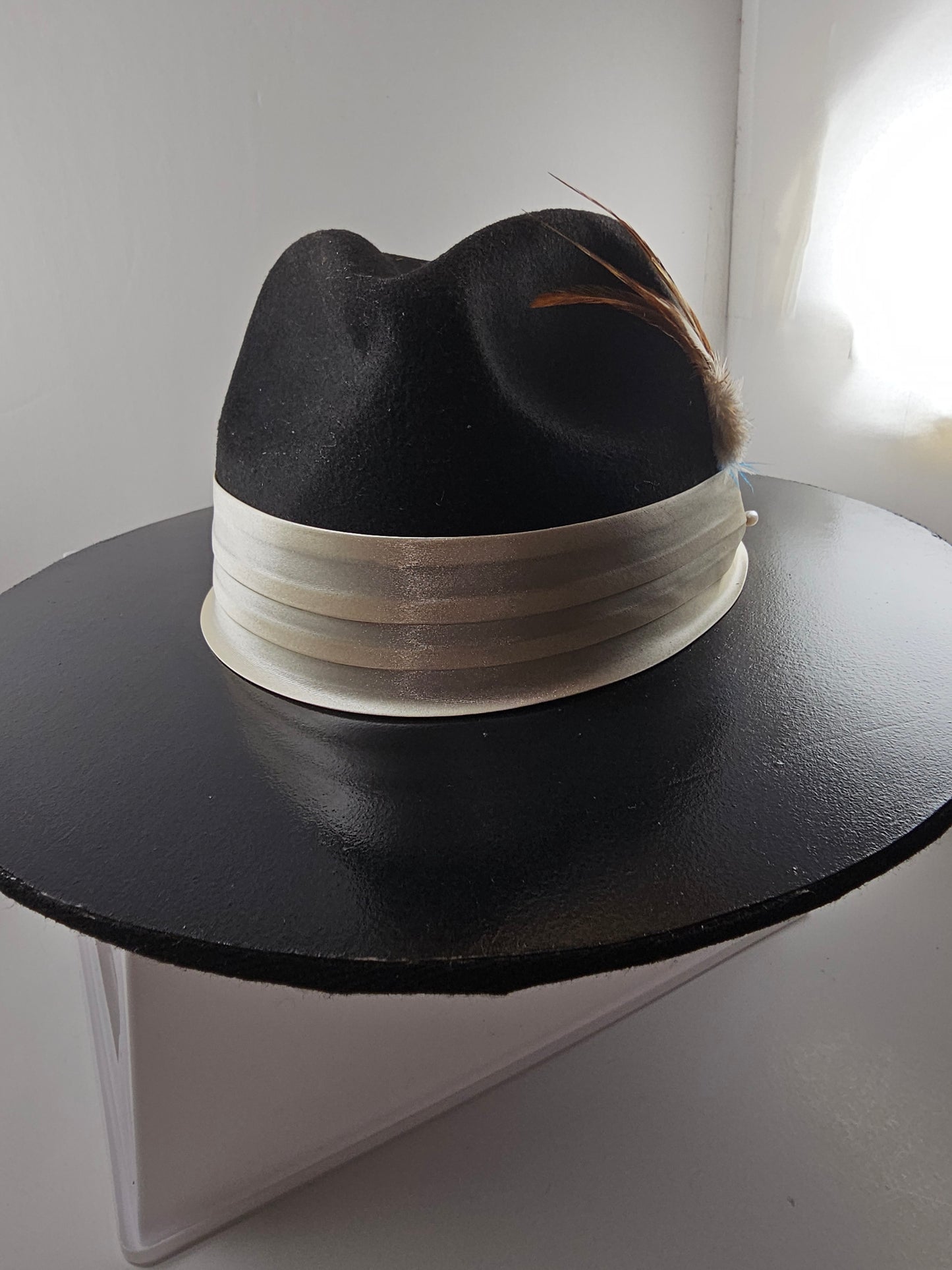 Classic Wool Feather Brim Fedora Hat | Vegan Felt Wide Brim
