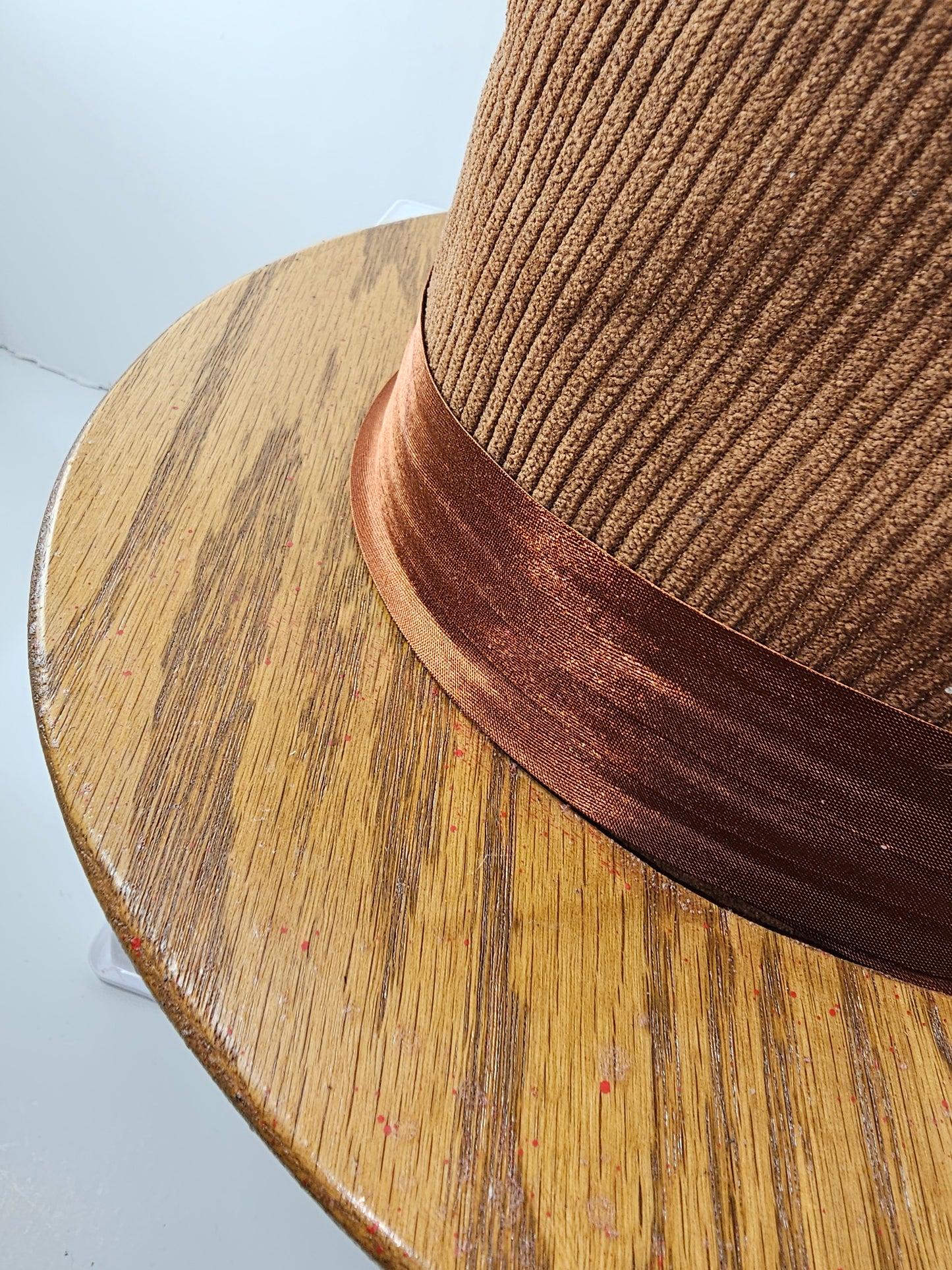 Stylish Short Oak wood brim, Corduroy Fedora, great gift for men, women free shipping