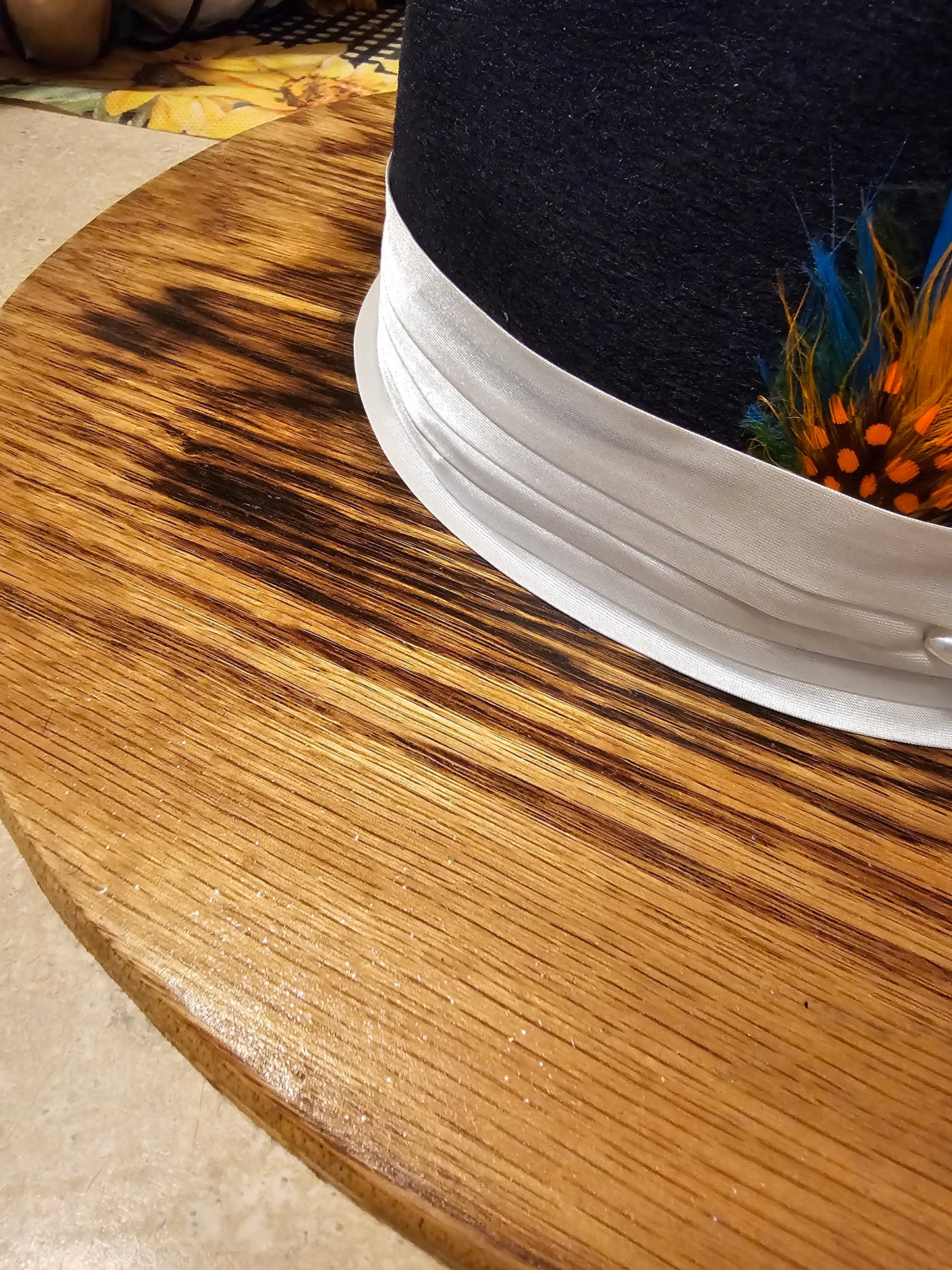 Stylish Navy Blue Wide Wood Brim Fedora