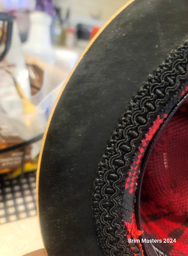 Custom Red & Black Designer Wood Brim Fedora by Brim Masters