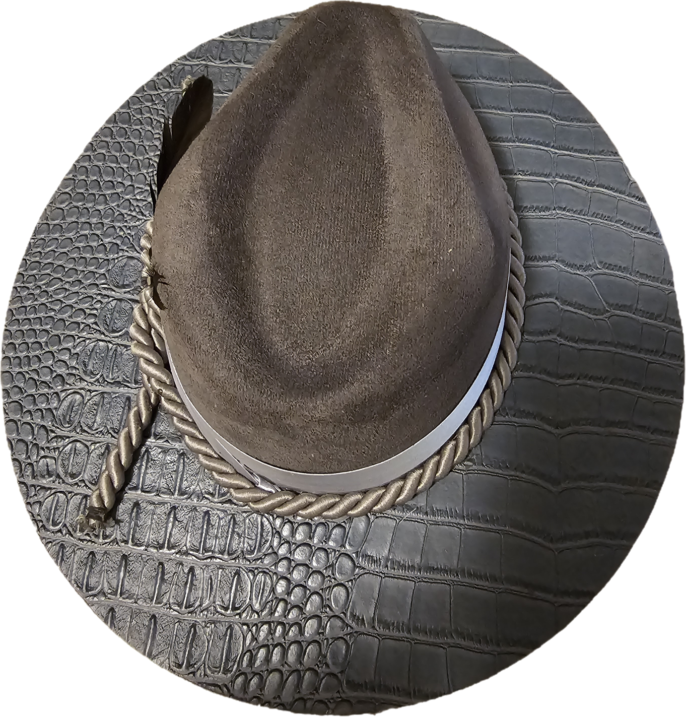 Deluxe Silver Gator back Wide Brim Fedora