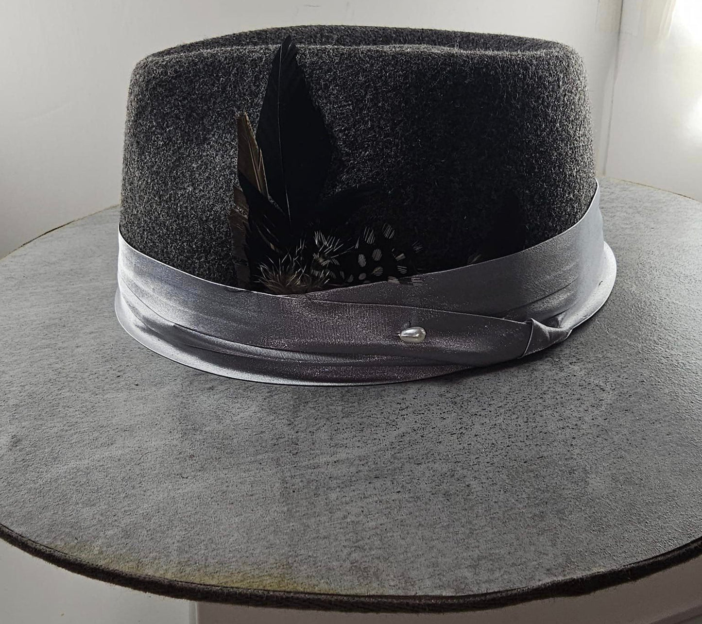 Silver Fox Wide Wood Brim Fedora