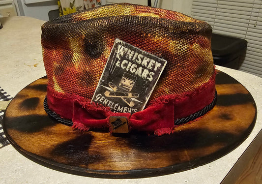 CIGAR Short Brim Fedora, Vintage Look Wooden Brim Hat
