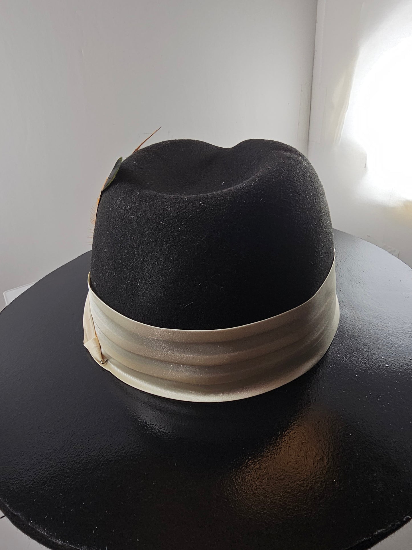 Classic Wool Feather Brim Fedora Hat | Vegan Felt Wide Brim