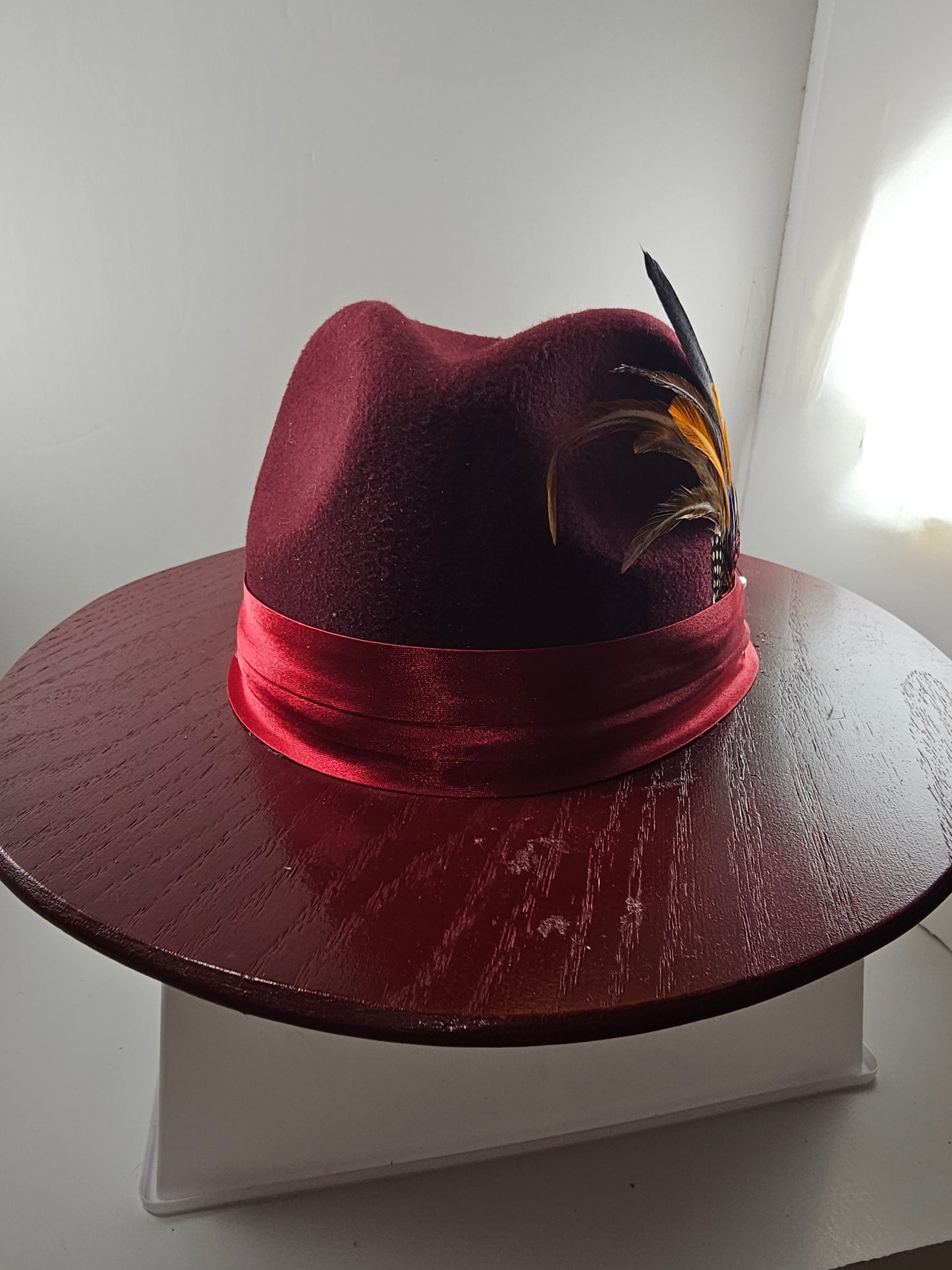 Vintage Oak Wooden Fedora – Fashionable Wide Brim Hat