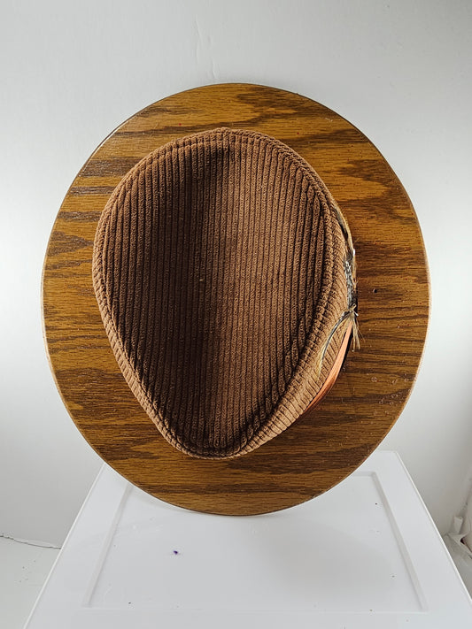 Stylish Short Oak wood brim, Corduroy Fedora, great gift for men, women free shipping