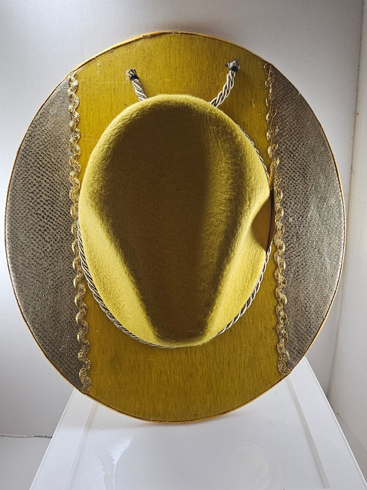 Deluxe Yellow Gold King Wide Brim Fedora