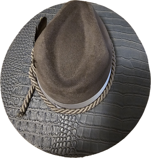 Deluxe Silver Gator back Wide Brim Fedora