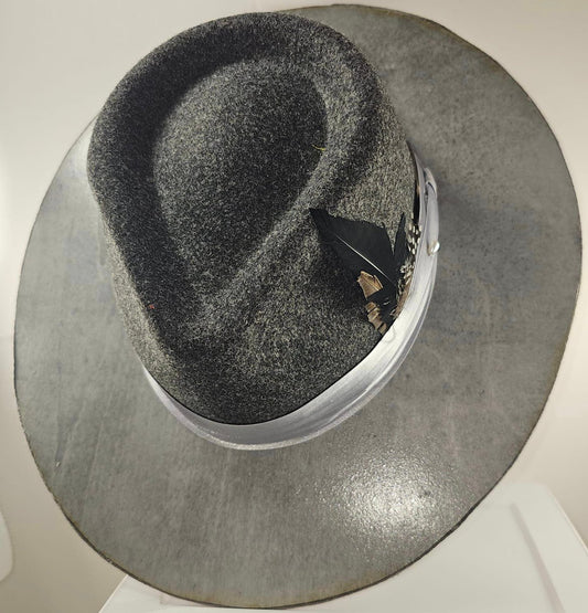 Silver Fox Wide Wood Brim Fedora
